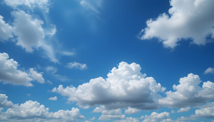 Obraz premium Soft Billowing Clouds Floating in a Serene Sky: Tranquil Natural Backdrop for Environmental and Inspirational Designs