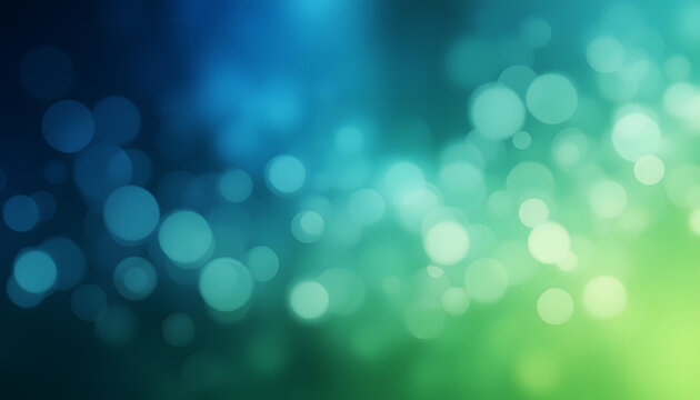 A vibrant and energetic abstract background showcasing a seamless gradient transition from deep blues and teals on the left to refreshing greens and lime on the right, filled with numerous soft, circu