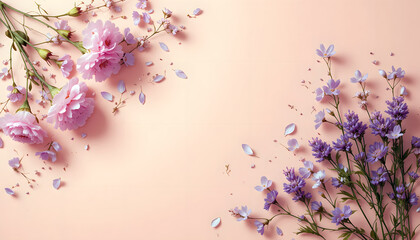 Elegant Floral Arrangement on Pastel Pink Background. Springtime Bloom, Feminine Design, Wedding.
