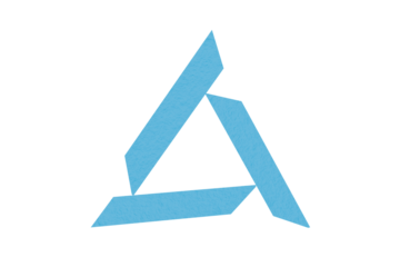 Light blue triangle made from paper cut into a triangle shape on a transparent background.