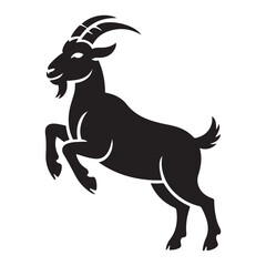 Stylized Goat Illustration in a Bold and Minimalist Style. Vector black silhouette. with white background