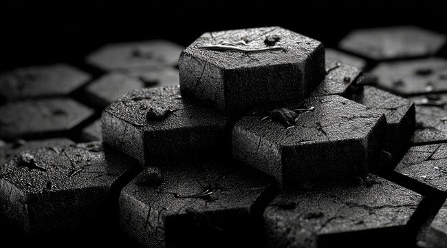 Hexagonal structures, stacked, textured