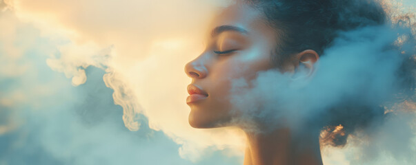 Woman in a Dreamy Cloudscape