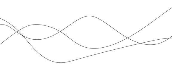Thin wavy line abstract background. Abstract black lines wave curve motion on white background. 