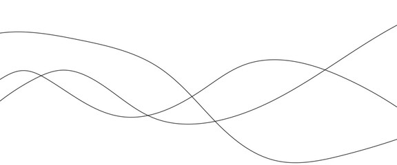 Thin wavy line abstract background. Abstract black lines wave curve motion on white background. 