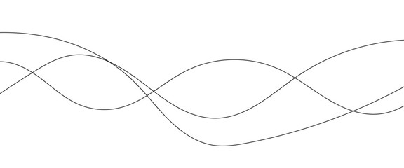 Thin wavy line abstract background. Abstract black lines wave curve motion on white background. 