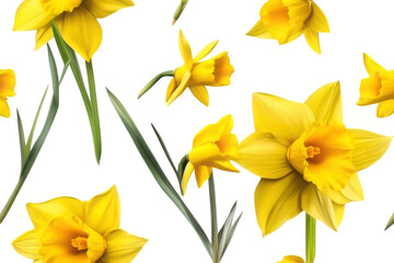 Obraz premium Yellow daffodils floral arrangement isolated on transparent background