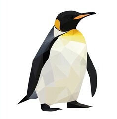 Majestic Emperor Penguin in Striking Polygon Art Style, a Vibrant and Detailed Depiction of Antarctic Wildlife