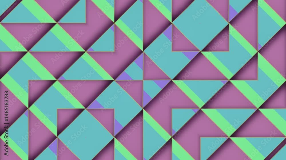 Aufkleber Seamless Op Art loop animation with rhythmic rotation of triangular geometric shapes that rotate and change size, creating dynamic depth. Op art, minimalism, digital abstraction. 3d rendering 4K