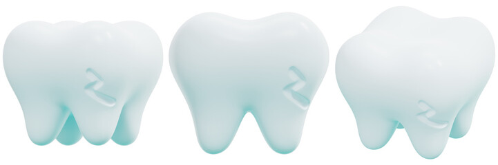 Set of 3D Rendered Teeth with Stitched Repair 3d Render Icon Illustration