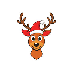 Cute Christmas Reindeer Head Vector Illustration
