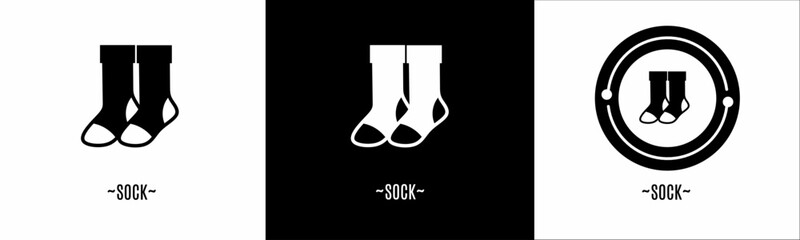 Sock logo set. Collection of black and white logos. Stock vector.