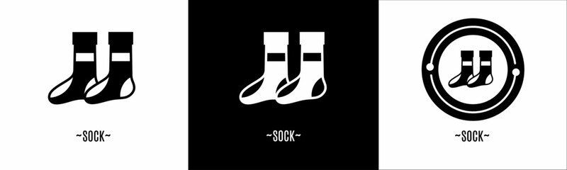 Sock logo set. Collection of black and white logos. Stock vector.
