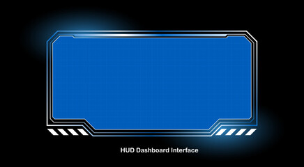 Futuristic HUD dashboard with blue tones and table grid layout on a space background. Ideal for sci-fi interfaces, digital data screens, and advanced technology UI in vector design.