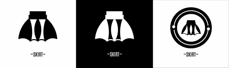 Skirt logo set. Collection of black and white logos. Stock vector.