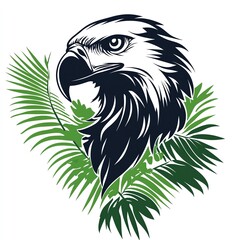 Obraz premium Majestic Eagle Profile Amidst Lush Amazon Rainforest Foliage