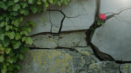 Weathered cracked concrete wall