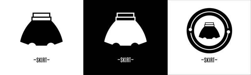 Skirt logo set. Collection of black and white logos. Stock vector.