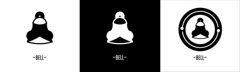 Bell logo set. Collection of black and white logos. Stock vector.