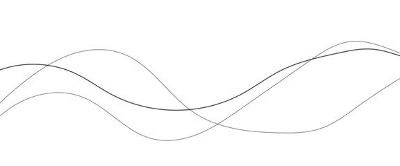 Thin wavy line abstract background. Abstract black lines wave curve motion on white background. Vector Illustration.