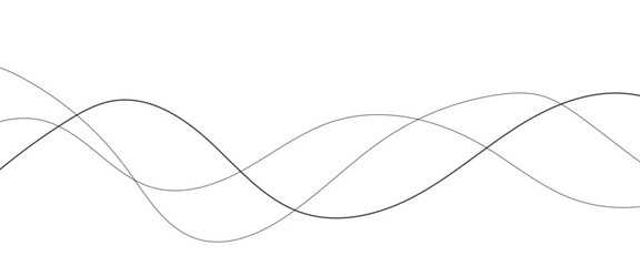 Thin wavy line abstract background. Abstract black lines wave curve motion on white background. Vector Illustration.