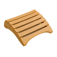 Curved wooden footrest for sauna relaxation