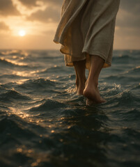 Divine Miracle on the Sea of Galilee when Jesus walks on the water.
