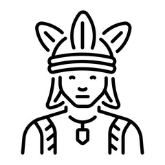 A line style icon of native american
