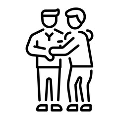 An outline style icon of hug