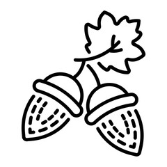 A linear style icon of acorn nut