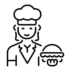 An outline style icon of chef