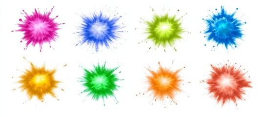 Vibrant Color Splashes on White Background