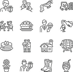Pack of Thanksgiving Tradition Linear Style Icons 


