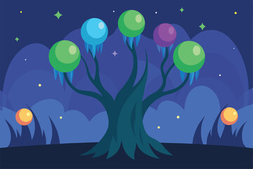 night landscape with moon