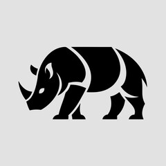 Obraz premium Bold Silhouette of a Rhinoceros, Perfect for Logos or Wildlife Design.