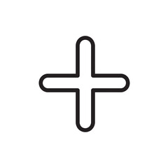 Isolated black plus symbol showcases rounded ends on a simple white background