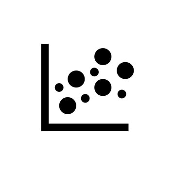 Scatter chart icon in black color, outline style and white background
