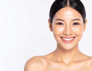 Portrait of a Beautiful Smiling Woman with Bare Skin