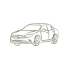 Naklejka premium line vector illustration of a car. hand-drawn car. car side view.