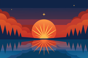 sunset over the lake