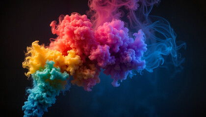 Bright colored smoke swirling against a dark background  