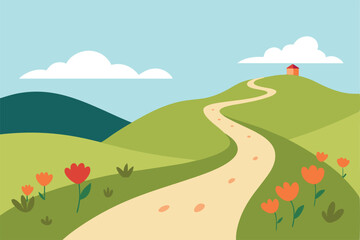 Fototapeta premium landscape with road and hills