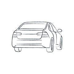 Obraz premium line vector illustration of a car. hand-drawn car. car view from the back.