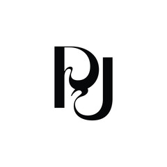PJ monogram logo design letter text name symbol monochrome logotype alphabet character simple logo