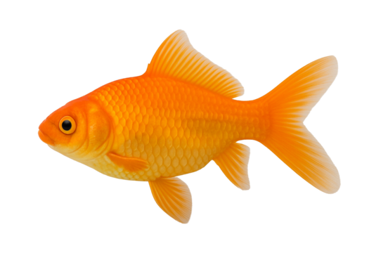 Bright orange goldfish side view