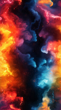 A vivid glitch art composition featuring an abstract explosion of fluid and colorful distortions. Dynamic motion, feeling of futuristic chaos and digital fragmentation. Image format 9:16 