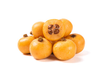 Ripe loquats fruit isolated on white background.