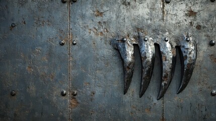 Fierce Claw Marks on Metal Surface: A Thrilling Background for Mediaeval Fantasy and Monster Themes