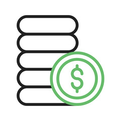 Dollar Coins icon vector image. Suitable for mobile apps, web apps and print media.