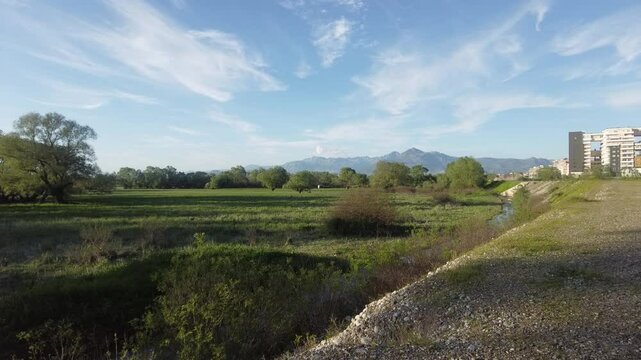 road and cycling path  in Shkodra region , Albania